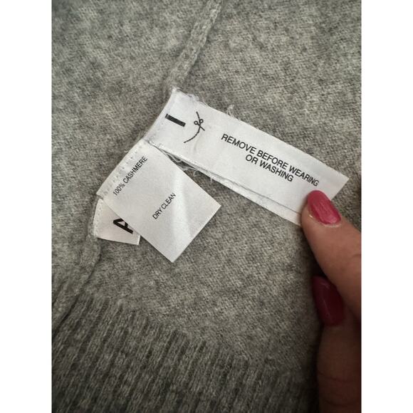 LOFT Ann Taylor Gray 100% Cashmere Short Sleeve Open-Front Cardigan, Size L - Picture 5 of 5